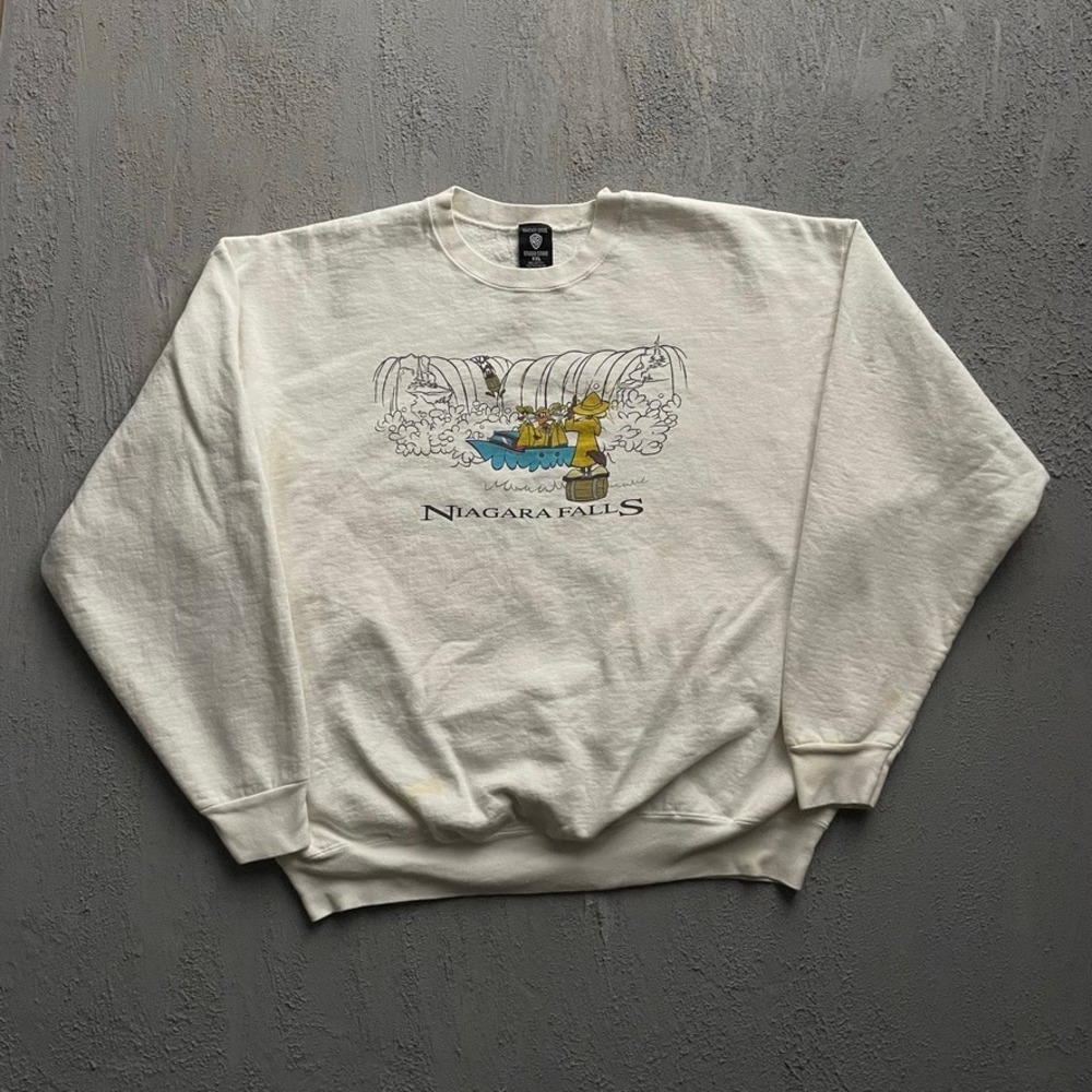 Vintage Niagara Falls Looney Tunes Sweatshirt Mens XXL White 90s Warner Bros